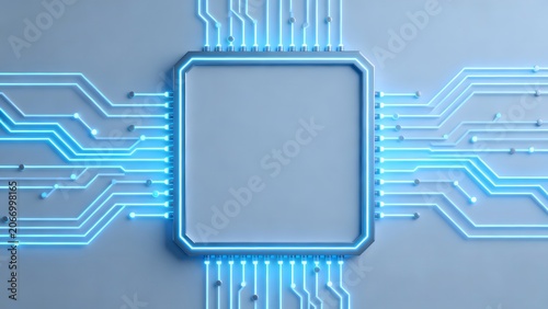 Circuit board with glowing lines
