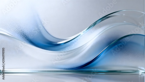 Abstract blue and white flowing glass
