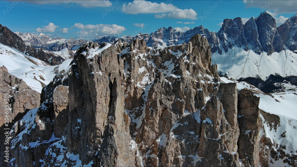 Naklejka premium Majestic rocky mountains in snow Alps Dolomites