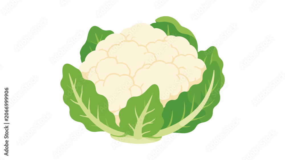 Naklejka premium Cauliflower vegetable icon with green leaves