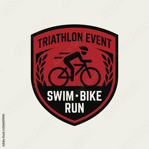 Triathlon Event Logo Featuring Cyclist In Dynamic Action Displayed