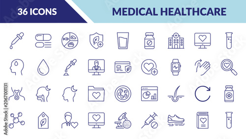 Foto healthcare medical icons minimalist line symbols for projects