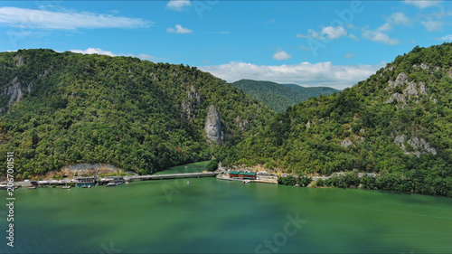 Photos Statue of ancient dacian king Decebal on Danube river
