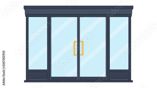 Fotografía Closed glass double doors storefront entrance vector illustration