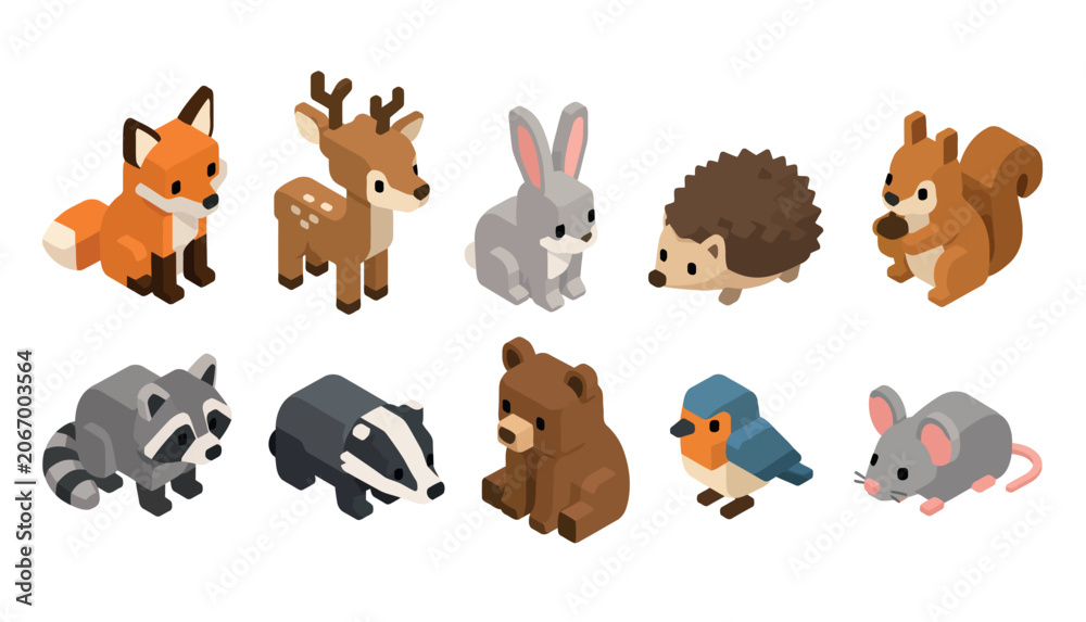 Fototapeta premium Cute forest animal cartoon characters.