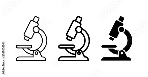 Tableau sur toile Microscope Icons Set: Scientific Research, Laboratory Equipment, Medical Analysi