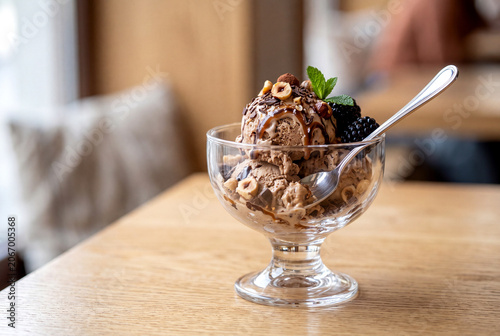 Luxury Ice Cream Dessert in Elegant Glass Cup