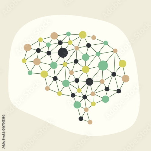 Human brain neural network digital science vector art