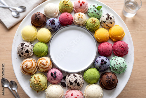Colorful Ice Cream Circle Layout Top View