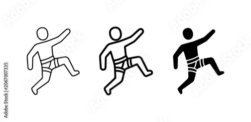 Tableau sur toile Climbing Icons, Rock Climbing Silhouette, Bouldering Vector Graphics, Sport Acti