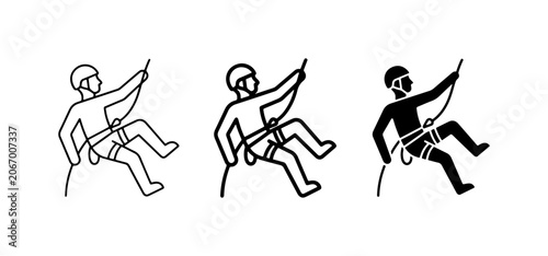 Canvastavla Rock Climbing Icons, Rappelling Vector Graphics, Mountaineering Silhouette Set