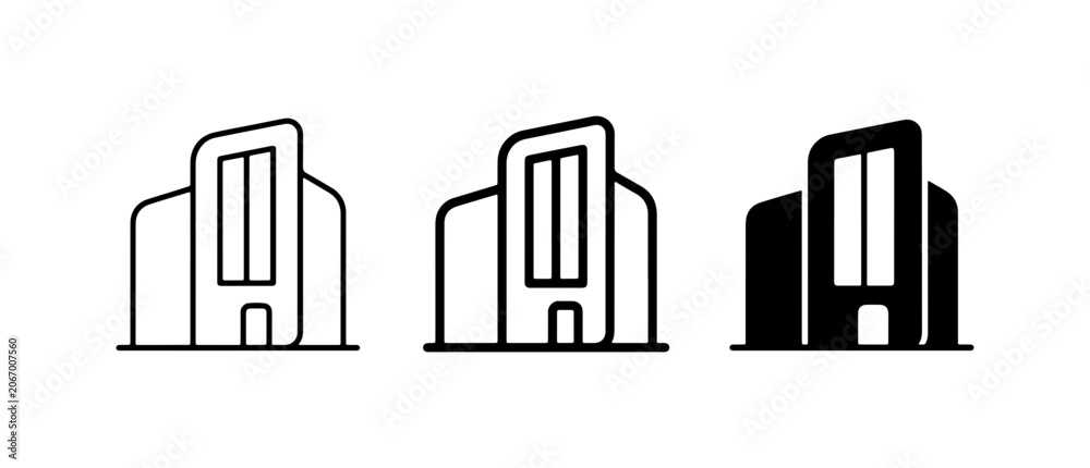 Obraz premium Modern Building Icons, Architectural Symbols, Minimalist Facade Designs