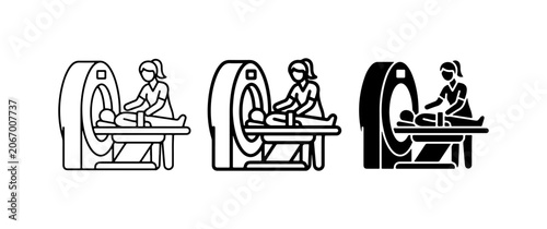 MRI Scan Icons, Medical Imaging Machine, Patient Examination, Healthcare Technology