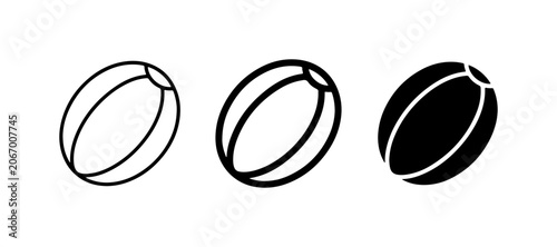 Beach Ball Icons Set, Simple Outline and Solid Fill Vector Graphics