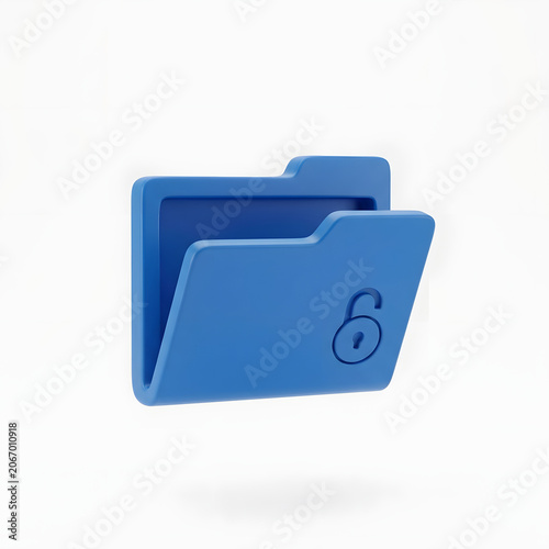 Bright Blue Digital Folder Icon With Lock Symbol.