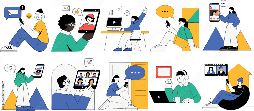 Fototapeta premium People using devices for work and communication