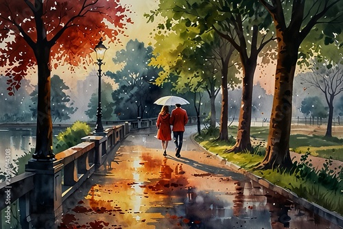 A romantically ambient watercolor painting