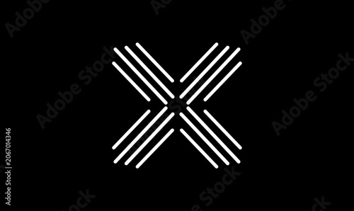 Принти на полотні Minimalist letter X monogram logo icon with dynamic geometric stripes