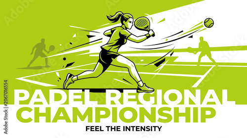 Padel Championship Dynamic Action Of Female Player In Motion