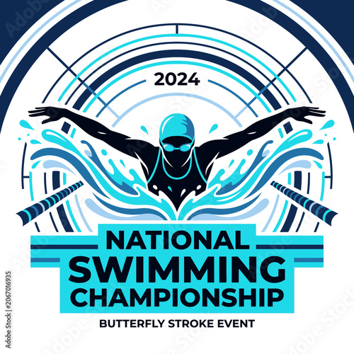 National Swimming Championship Butterfly Stroke Event 2024 Illustration