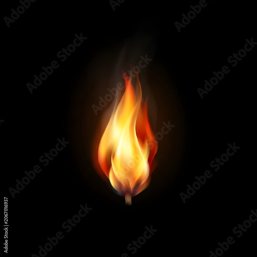 Bright Orange Flame Burning Against Dark Background.