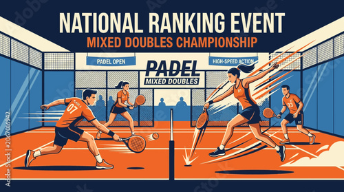 National Ranking Padel Mixed Doubles Championship Action Illustration