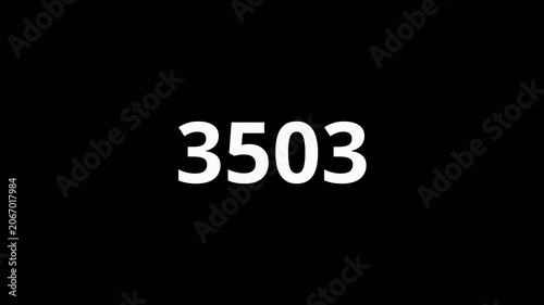 Animated Numeric Counter 0 to 7000 on Transparent Background, Digital Number Motion Graphic, Dynamic Digit Overlay, 4K Alpha Channel
