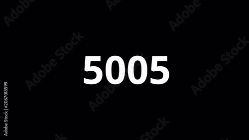 Animated Numeric Counter 0 to 10000 on Transparent Background, Digital Number Motion Graphic, Dynamic Digit Overlay, 4K Alpha Channel
