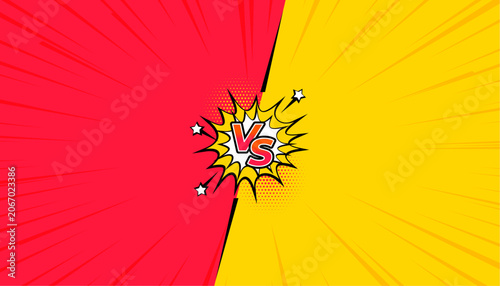 Bild auf Leinwand Comic book style versus background with vibrant red