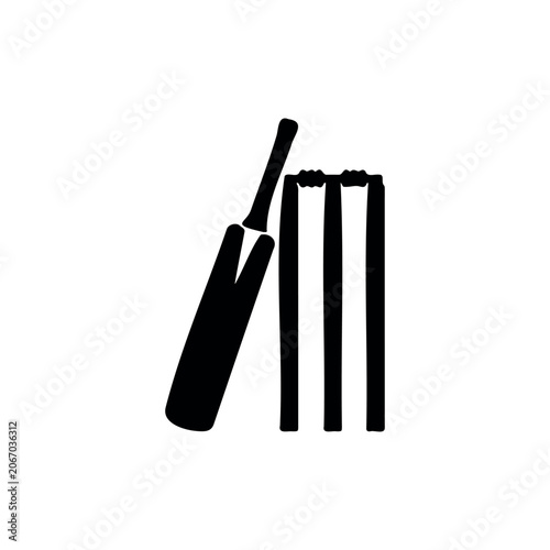 Silhouette cricket bat stumps icon vector illustration.
