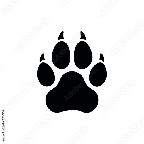 Lion foot print silhouette icon vector illustration.
