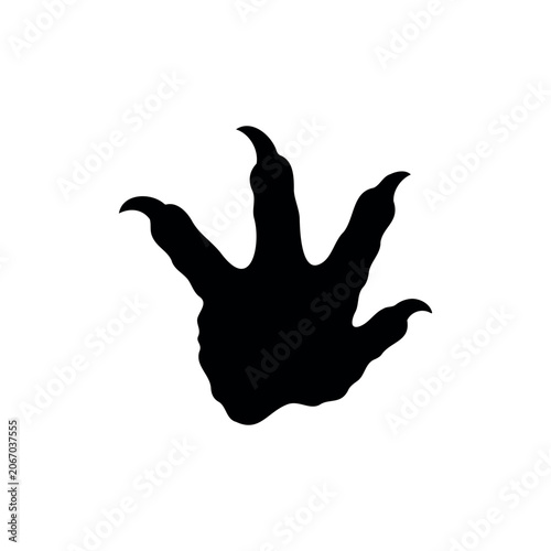 Crocodile foot print silhouette icon vector illustration.

