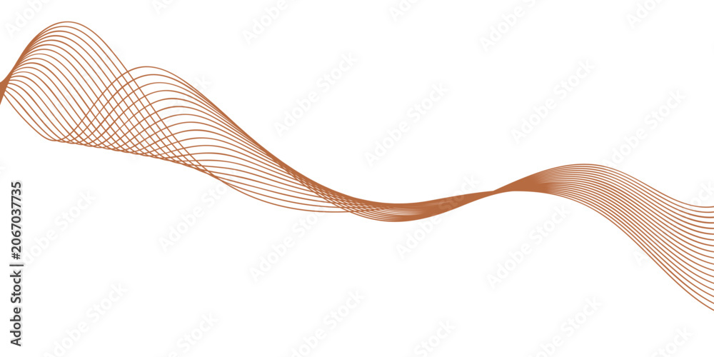 Fototapeta premium abstract wavy copper line pattern against white background, elegant and fluid graphic design element.