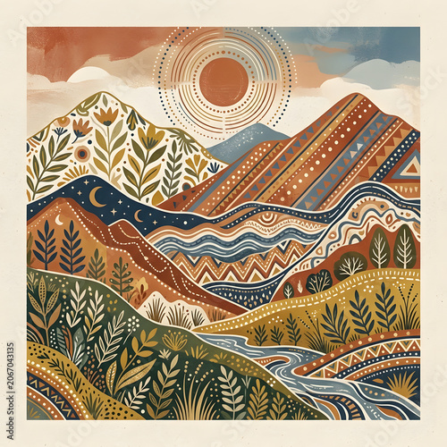 Colorful abstract art with geometric patterns and swirls.