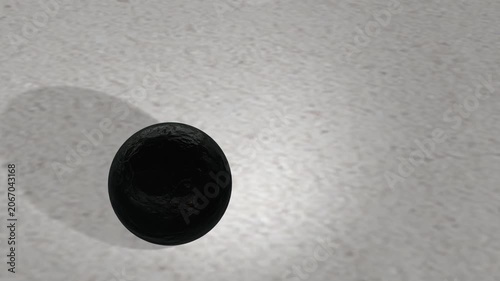 Black sphere levitating in a minimalist animation