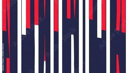 Flat Nautical Stripe Pattern – Bold Red White and Navy Vertical Vector Background