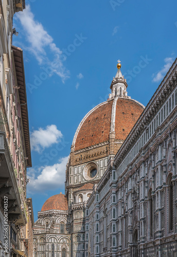 Brunelleschi dome of Florence Duomo under blue sky