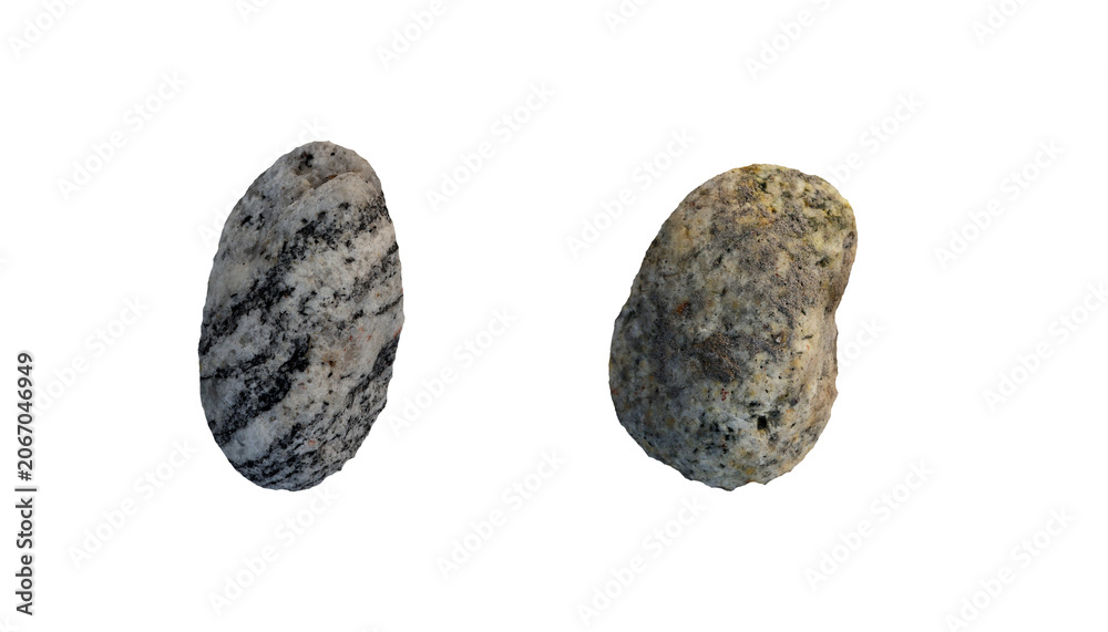 Fototapeta premium Two Small Rocks on White Background