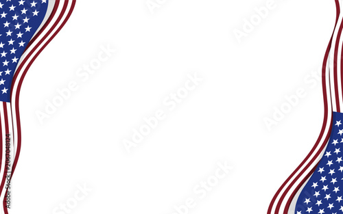 United States flag stars and stripes vertical side borders design on white backdrop for Election Day vote poster