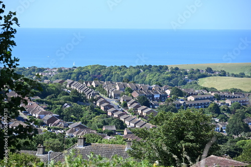Obraz na płótnie Coastal Town And English Countryside Overlooking The Sea