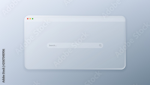 Canvas Print Browser window with search bar in liquid glass morphism style