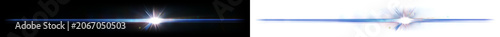 Lens flare high quality cinematic anamorphic streak presenting a deep indigo blue light stream mixed with a brilliant white center starburst and subtle rainbow chromatic aberration with transparent.