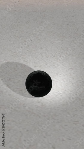 Black sphere levitating in perpetual motion 3d animation
