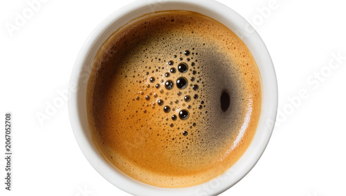 Φωτογραφία Isolated delicious hot black espresso coffee with frothy textured crema bubbles
