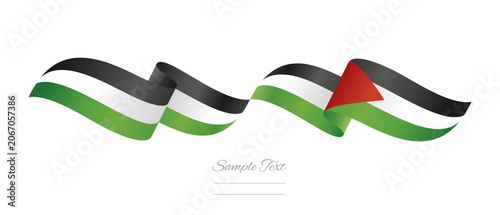 Schilderij op canvas Palestinian flag ribbon vector illustration