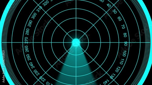 Abstract radar screen digital interface. Futuristic radar screen interface scanning beam. Radar screen showing scan results, multiple targets detected, Green radar screen with dots - Safety equipment.
