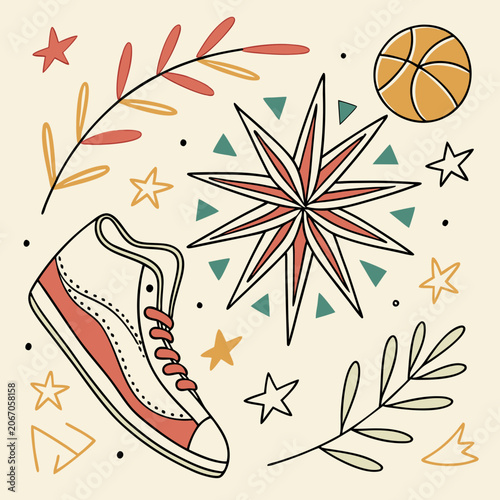 Photos Doodle sparkle, starburst, radiant lines, dynamic sparkle pattern, doodle hand d