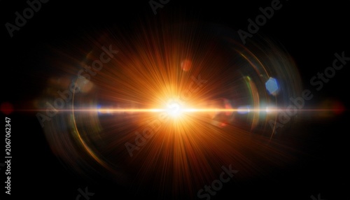 Lens Flare Light Over Black Background Easy To Add Overlay Or Screen Filter Over Photos Abstract Sun Burst With Digital Lens Flare Background Gleams Rounded And Hexagonal Shapes Rainbow Halo Big