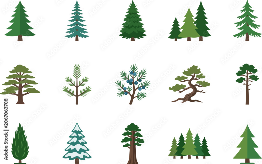 Fototapeta premium a set collection of various tree illustrations.eps