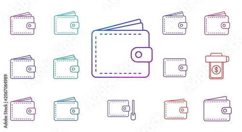 Wallet icon set modern design with gradient colors and vector graphics